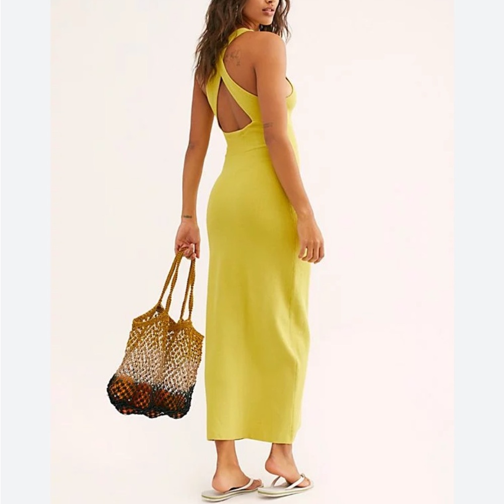 Free People yellow Maxi Dress with Open Back